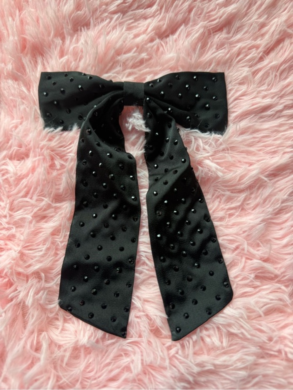 Francesca's Black Bow Hair Clip with Beaded Detail